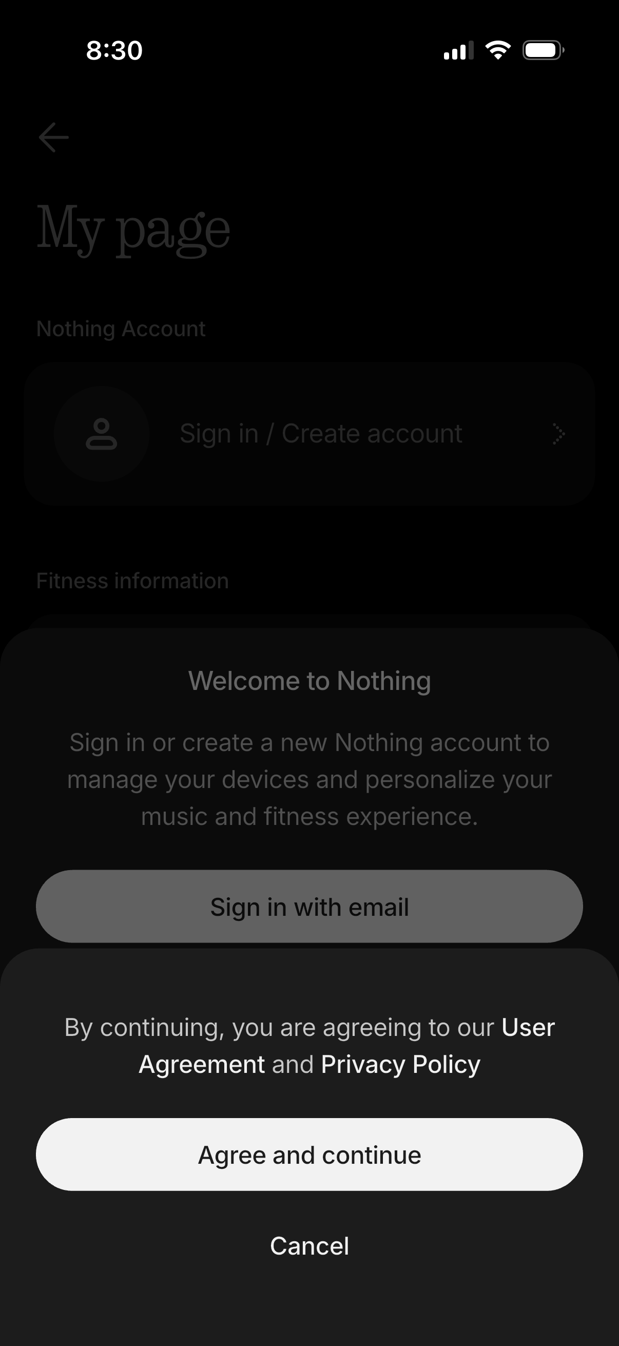 nothing-x onboarding screenshot